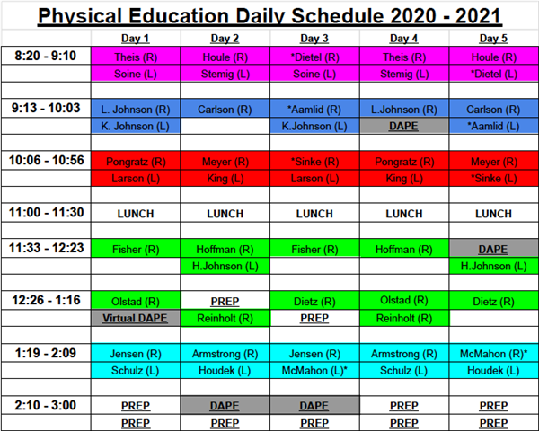Physical Education / Schedules
